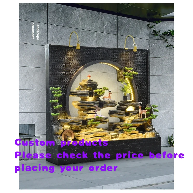 

custom.Indoor and Outdoor Wall Fountain Rockery LED Light Moon Gate Landscape Resin Fiberglass Mist Pump Zen Garden S316