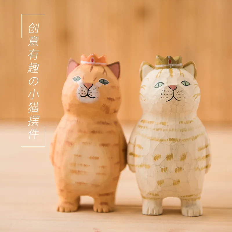 

Wooden Crafts Hand Carved Kitten Ornaments Creative Shape Birthday GiftsdiyOrnaments