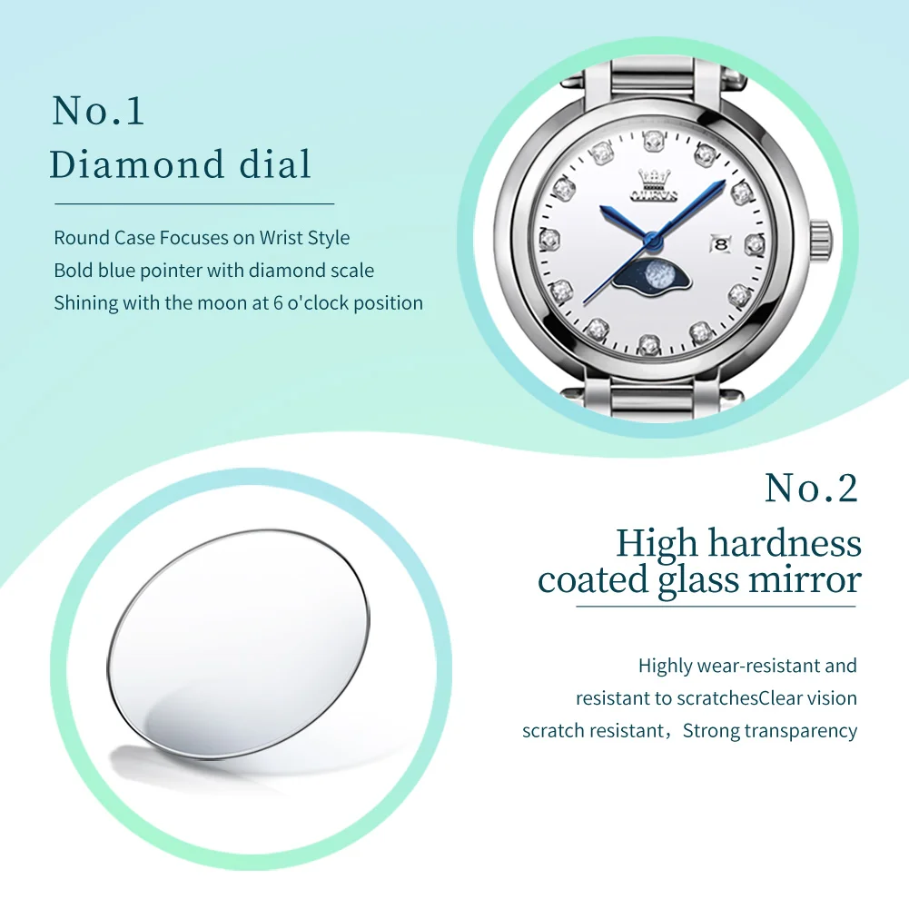 ساعة OLEVS 5573 للسيدات بتصميم كلاسيكي بسيط بمقياس روماني من الفولاذ المقاوم للصدأ مقاومة للماء ساعة كوارتز نسائية فاخرة #4