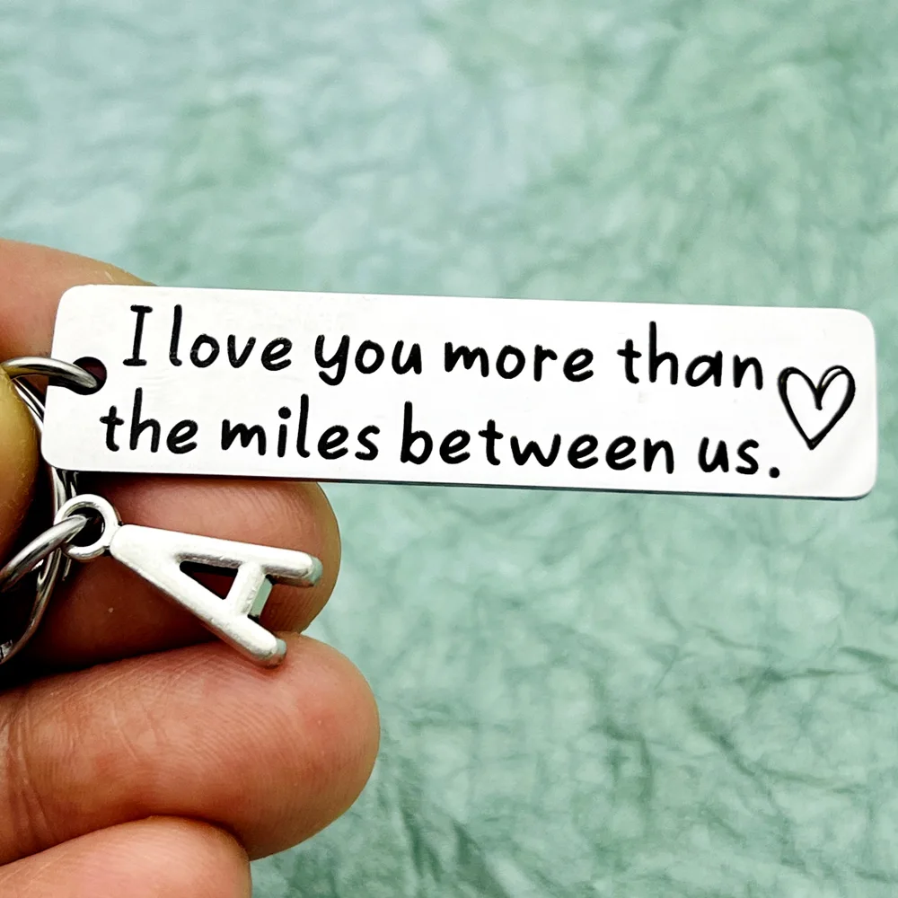 Couple Keychain Long Distance Relationship Gift for Boyfriend Girlfriend I Love You More Than The Miles Between Us for Husband