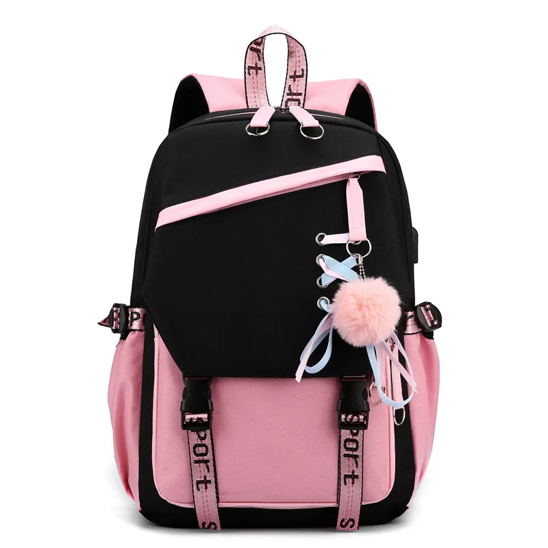 Teenagers Cute Schoolbag Shoulder Backpack Multifunctional Nylon Fabric Girls Large Capacity Splash-Proof Casual Bag