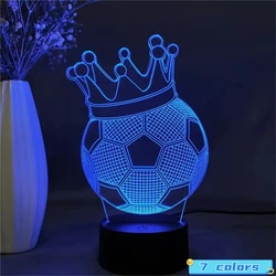 1pc  Football  3D Night Light, 3D Optical Illusion Lamp With Touch, 7-Color Changing Ambient Light For Bedroom