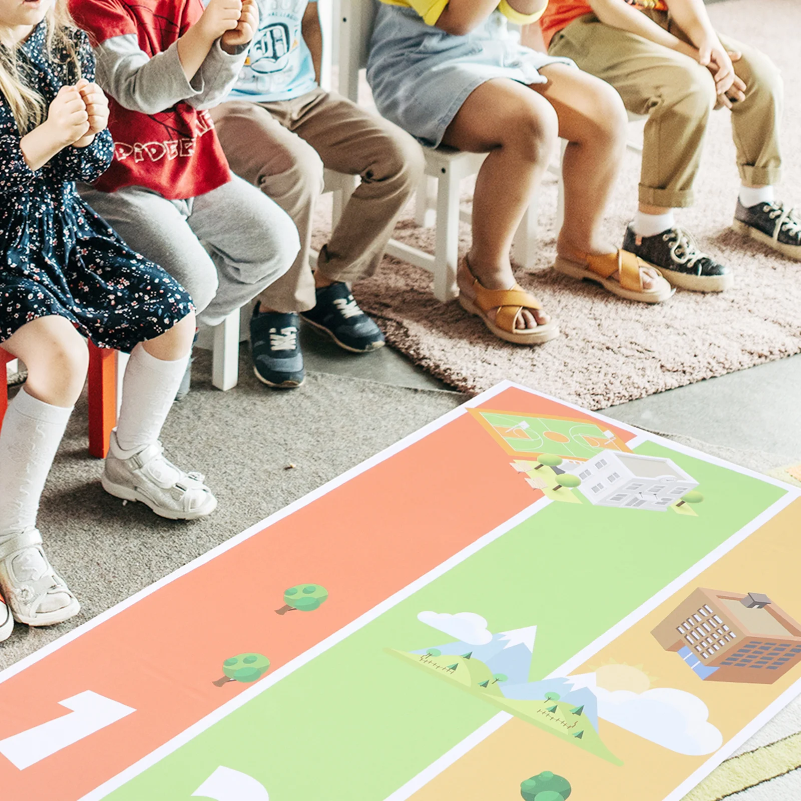 Adesivo per pavimento in pista colorato cartone animato Nastro stradale in PVC Decorazione di passaggio per parco giochi per nastro da pista per uso interno ed esterno