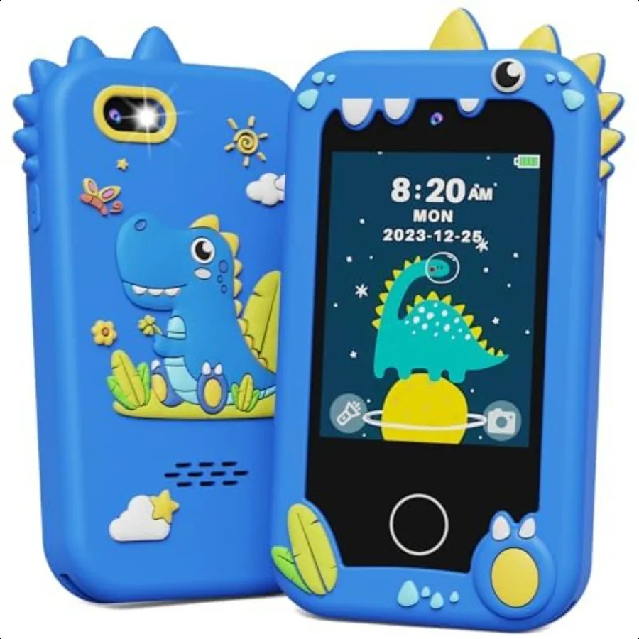 

KOKODI Smart Phone Touchscreen HD Dual Camera Cell Phone for Christmas Birthday Gifts Dinosaur Child Play Phone for Boys 310 Tr