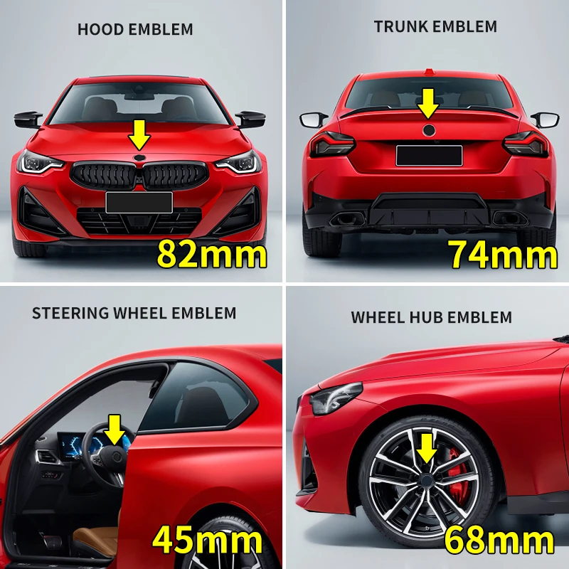 

7 шт. эмблема переднего капота для BMW 50-летия логотипа 82 мм + задний значок 74 мм + крышка ступицы колеса 68 мм + наклейка на руль 45 мм
