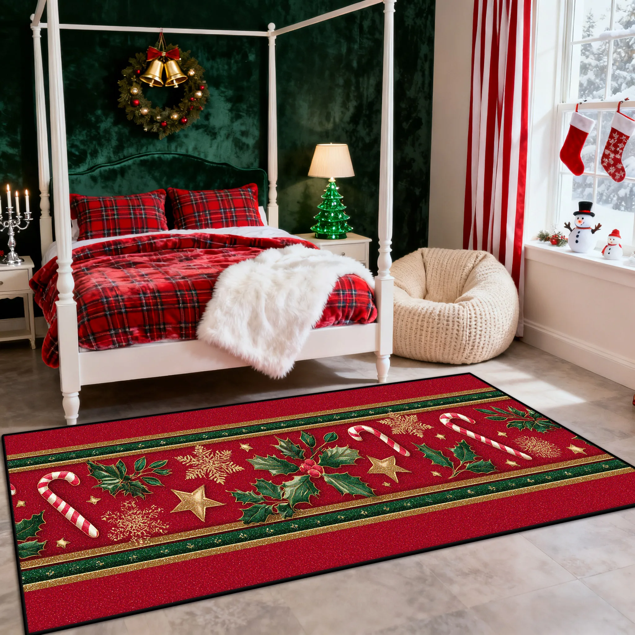 

Рождественский длинный ковер для коридора, нескользящие ковры для прихожей, декор для спальни в американском стиле, ковер для входа в вестибюле, моющийся
