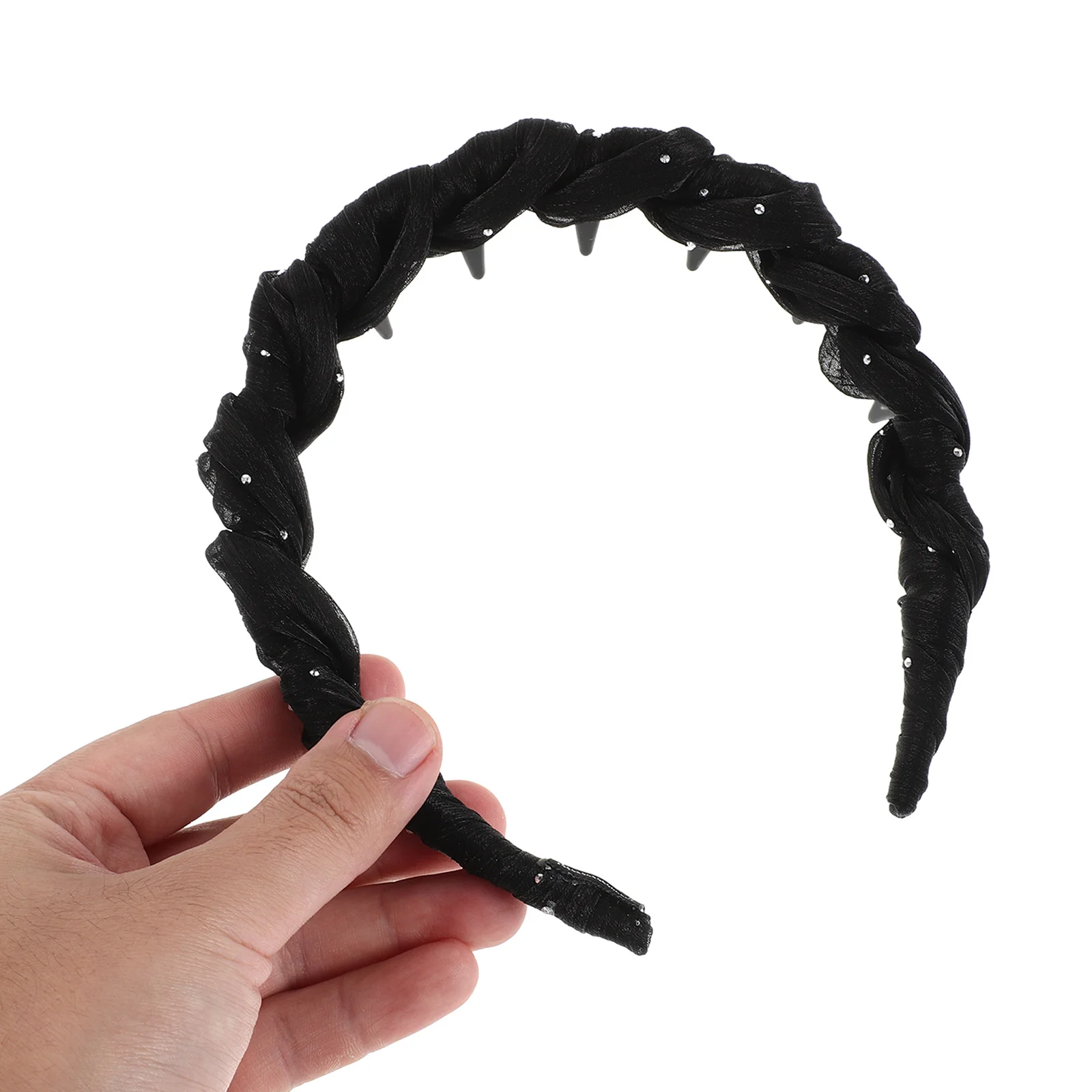 

3Pcs Non-Slip Mesh Headband with Teeth Grip Comfortable Spa Hair Hoop for Face Washing Makeup Skincare Hair Accessories Black