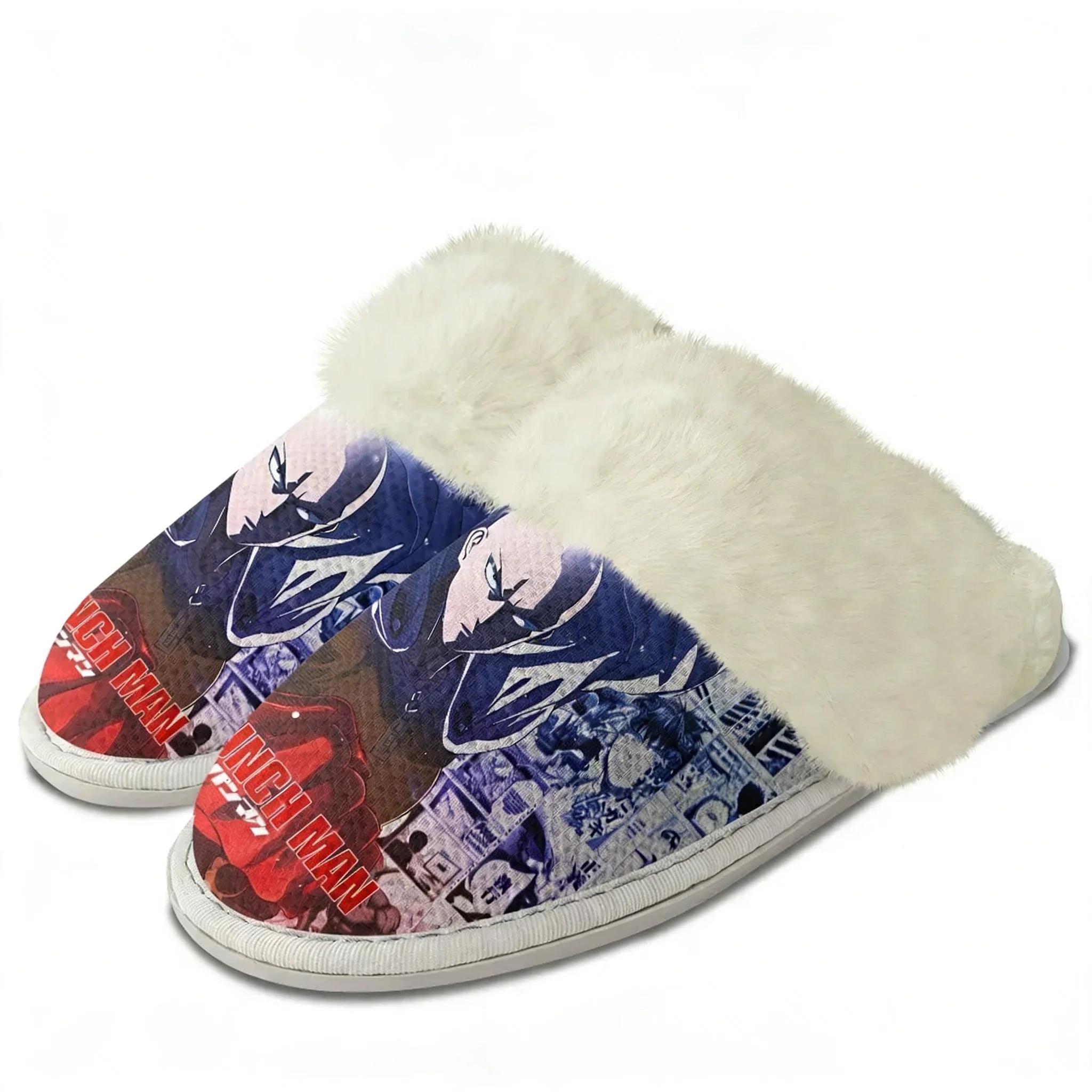 

One Punch Man Plush Slippers Keep Warm Shoes Mens Womens Home Cotton Bedroom Customized Thermal Lightweight Slipper DIY