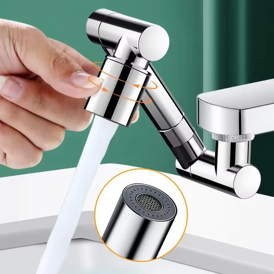 1440° Rotatable Scalable Metal Faucet Aerator Bathroom Tap Splash-proof Bubbler Faucet Filter Nozzle Tap Saving Water Extender