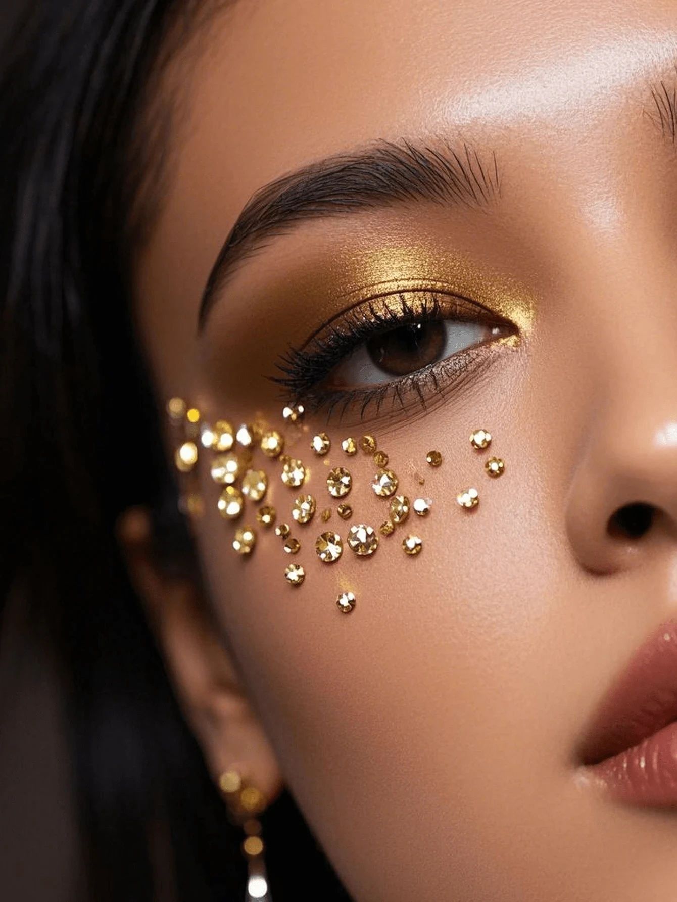 1/2/3 قطعة الذهب الوجه الأحجار الكريمة بريق الجسم بريق ستيريو جوهرة ملصقات الهذيان اكسسوارات ماكياج حجر الراين ملصقات لمهرجان الموسيقى