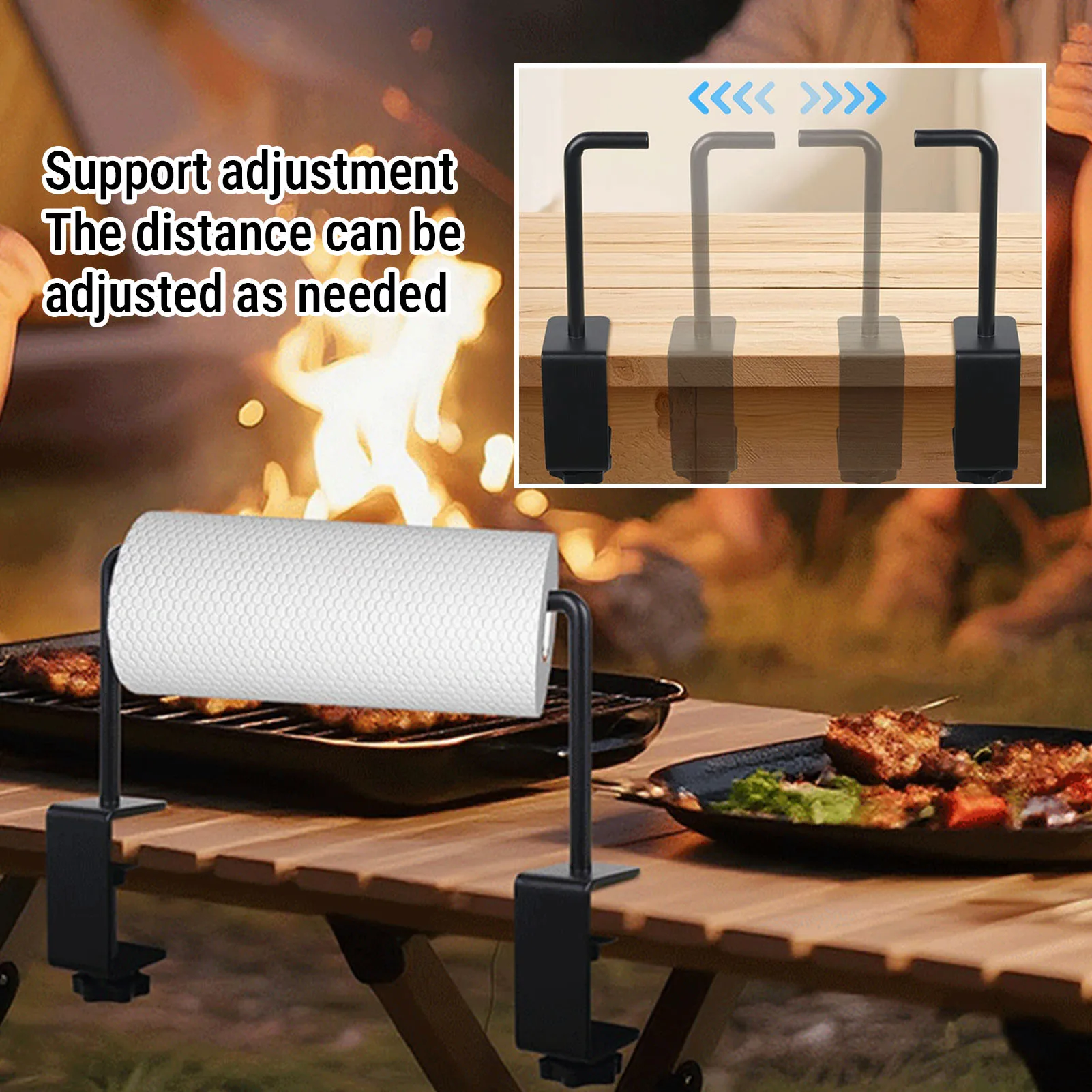 

Paper Roll Holder Adjustable Anti Slip Carbon Steel Paper Roll Dispenser for 1.8 Inch Thickness Tabletop