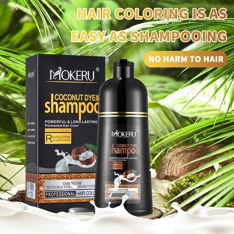 

Coconut Oil Color Shampoo 500ml Cleansing Hair Color Shampoo Hair Dye Covers White Hair Dye