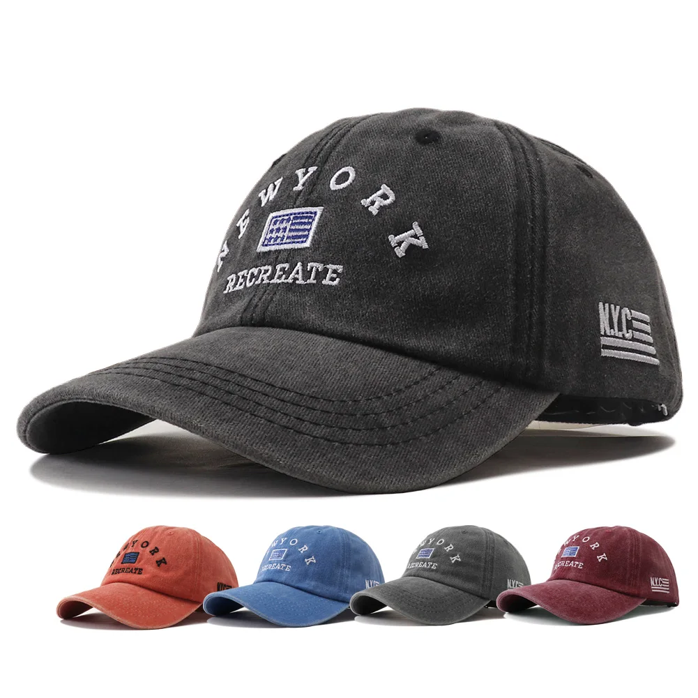 Unisex Vintage Washed Cotton Baseball Cap Adjustable New Yor