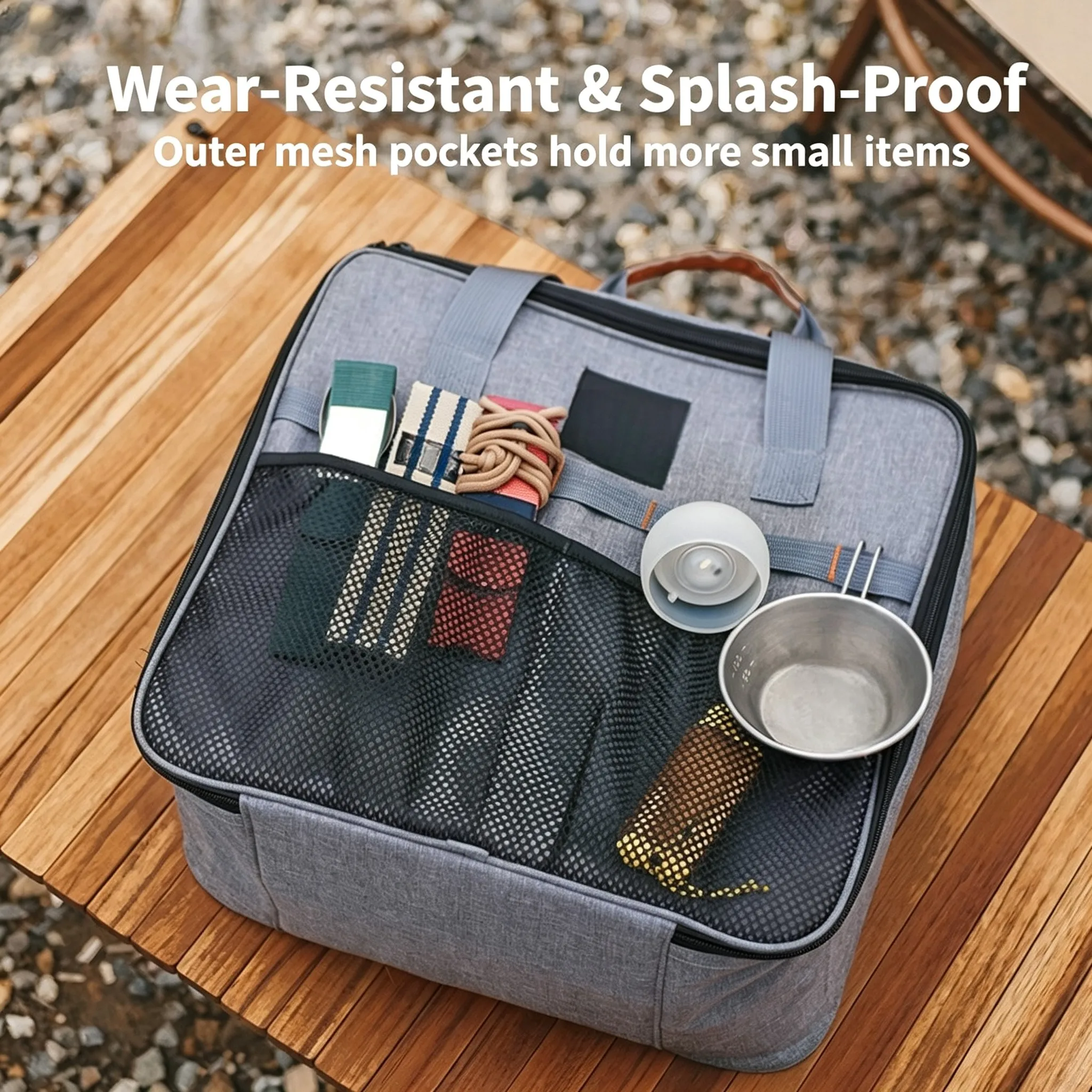 Outdoor Stove Fuel Canister Storage Bag 320D Waterproof Material with Ergonomic PU Leather Handle and Secure Elastic Straps