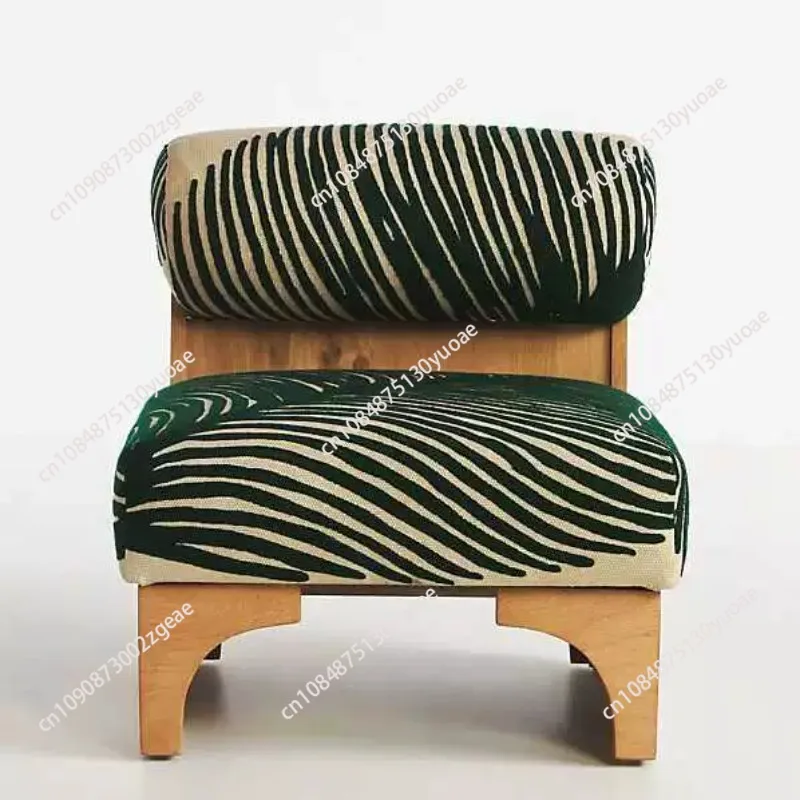

Living room single chair, creative solid wood fabric casual sofa chair