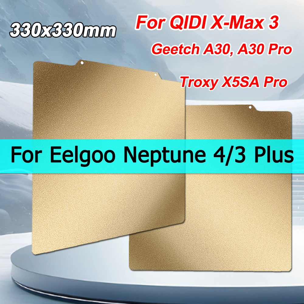 For Elegoo Neptune 4 Plus, 3Plus, Qidi X Max3 PEI Sheet 330x330mm Build Plate 3D Printer Parts Removable Pei Plate Heated Bed