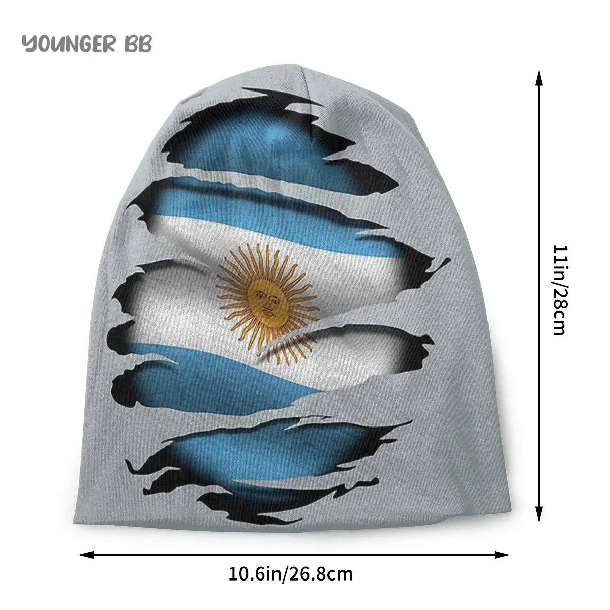 Bonnet Hats Flag of Argentina Men Women's Knitting Hat Argentina Torn Flag Tattoo Winter Warm Cap Beanies Thermal Elastic Caps