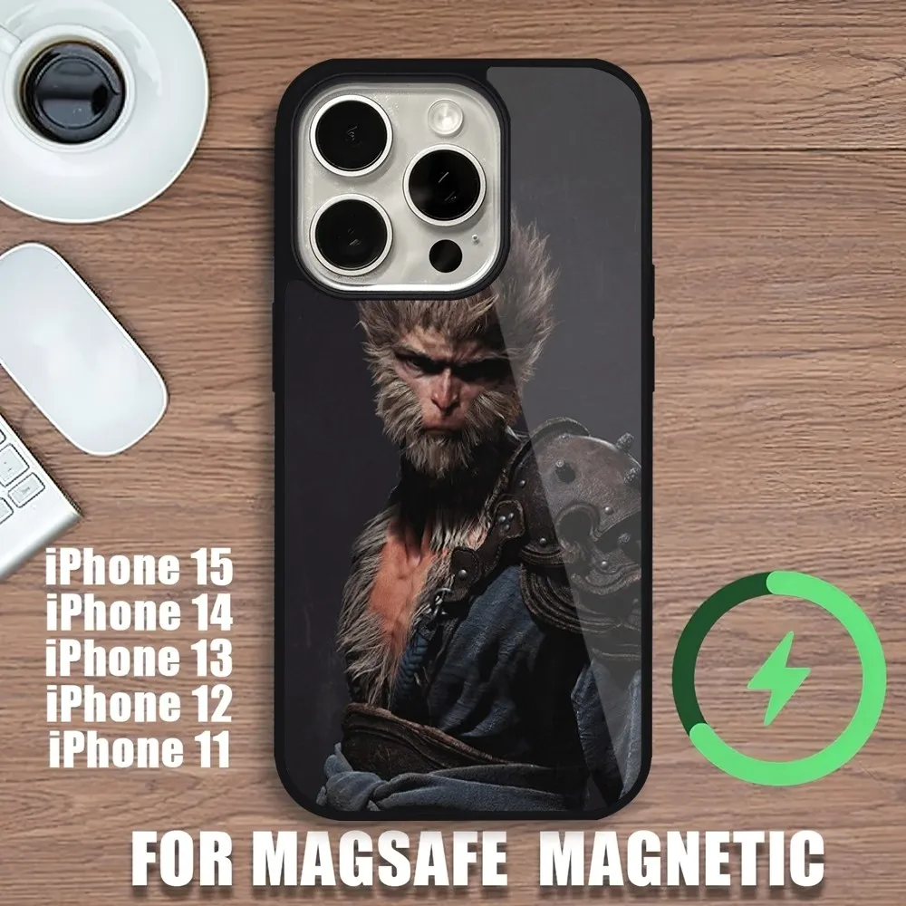 Game B-Blacks Myth W-Wukong Phone Case For iPhone 11 12 13 14 15 Pro Max Plus Magsafe Magnetic Wireless Charging