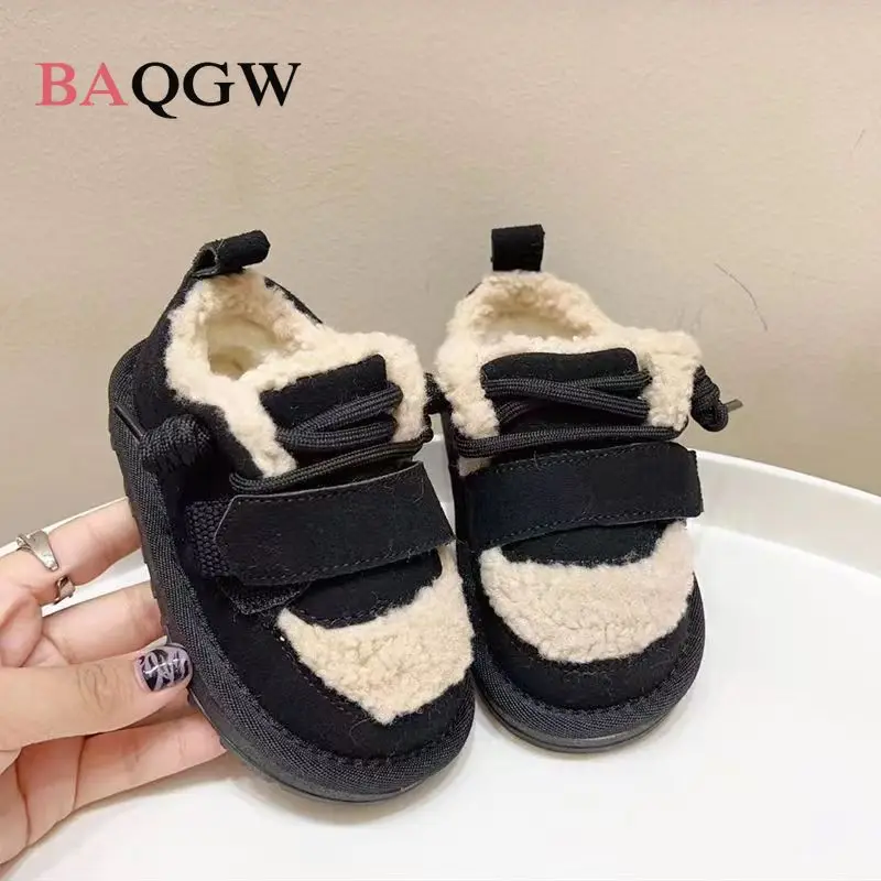 2024 Winter New Girls Shoes Thicken Warm Kids Snow Boots Non-slip Children Cotton Shoe Fashion Plush Casual Shoes Tenis