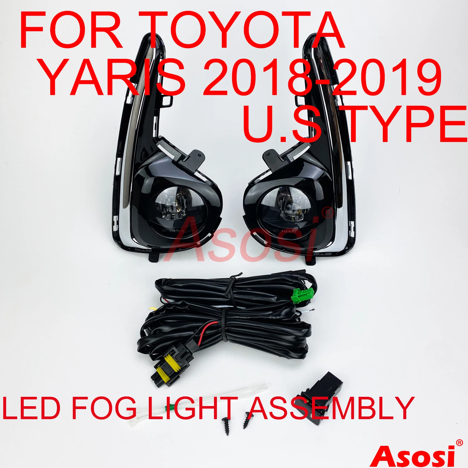 

Front Bumper Led Fog Driving Lights Assembly For Toyota Yaris Hatchback 2018-2019 Complete kit Replace Or Upgrade