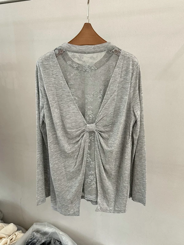 

Skin-Friendly Knot Lace T-Shirt Women's Summer Fashion Slimming Diamond Embedded Casual Style Straight Cut Shirt