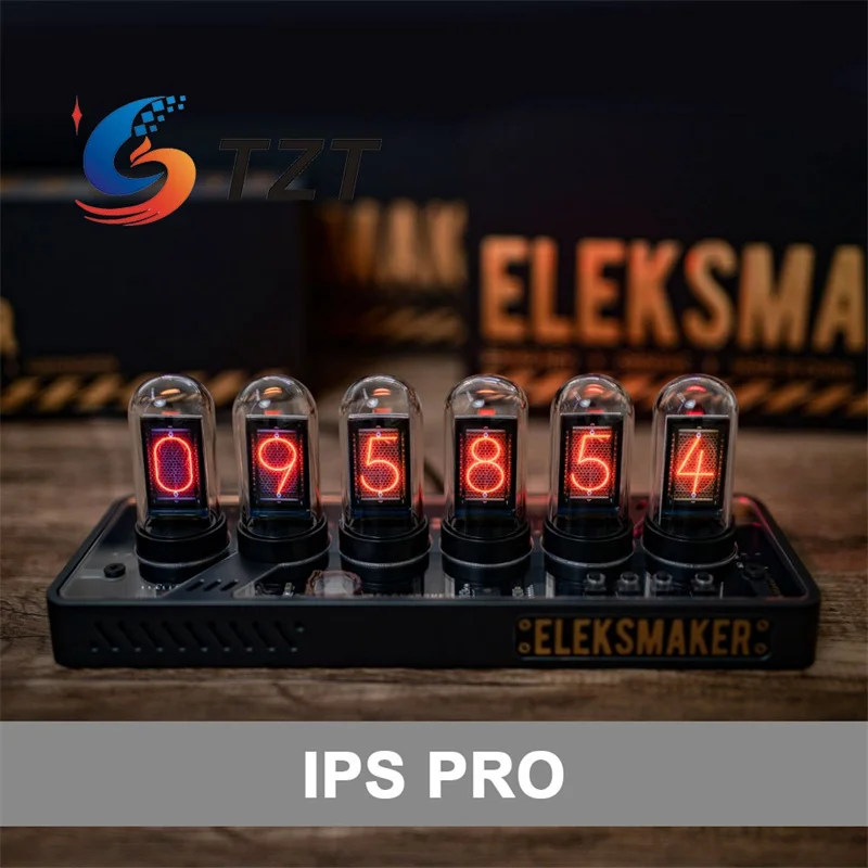 TZT IPS Pro RGB Digital Clock with 6 Numbers Nixie Electronic RGB Light Table Retro Glow Tube for EleksMaker