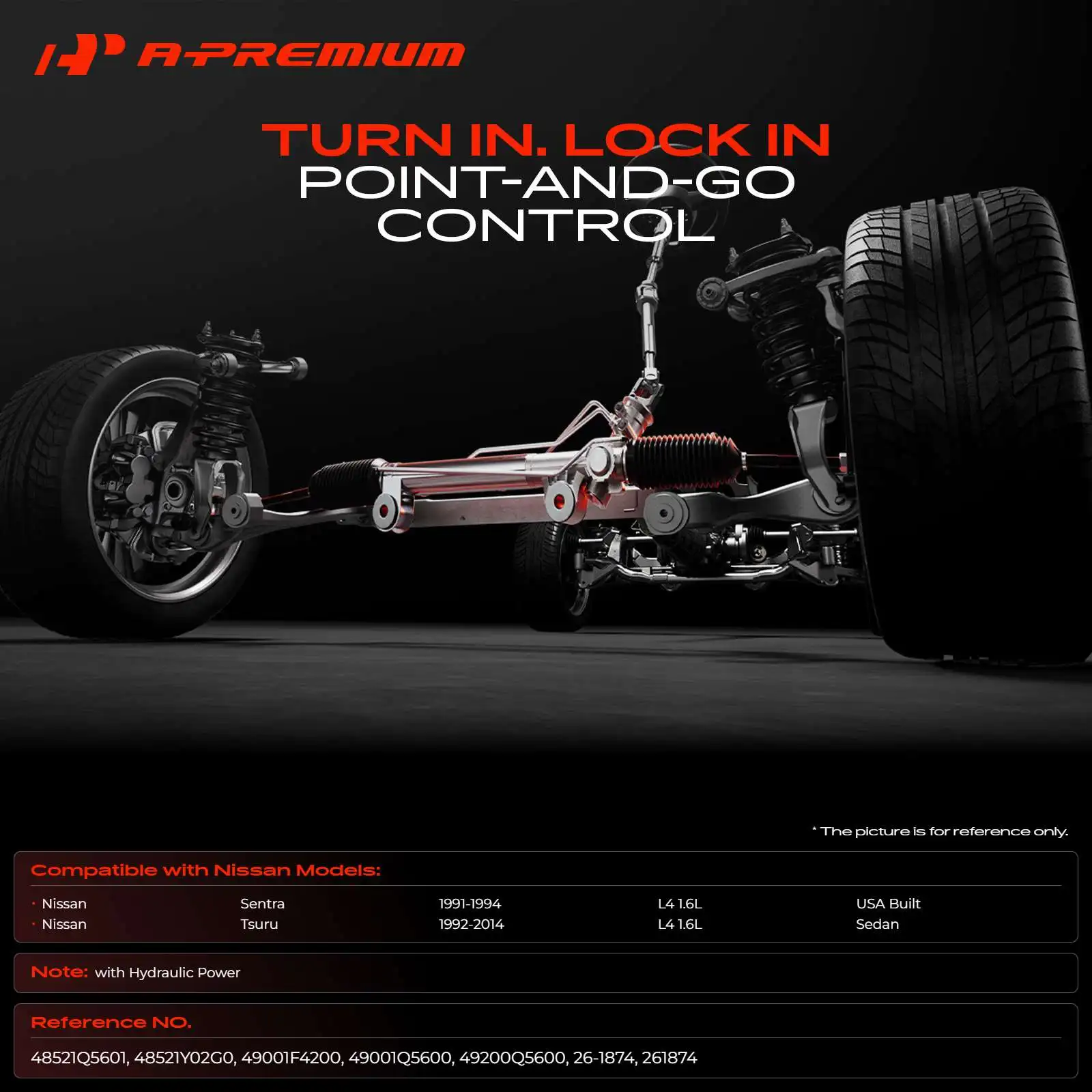 A-Premium Power Steering Rack & Pinion with Outer for Nissan Sentra 1991-1994 Tsuru 1992-2014