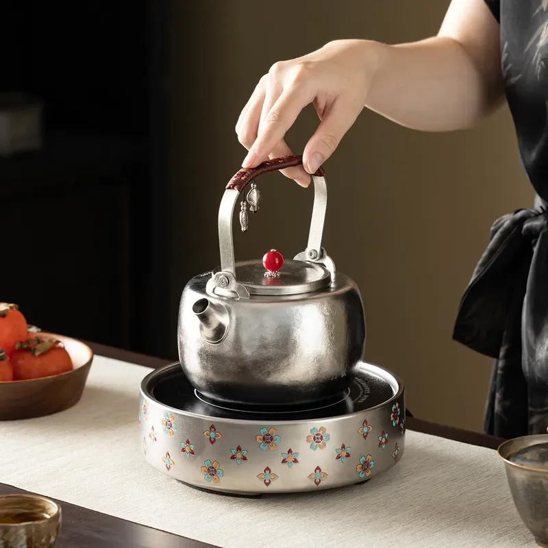 Pure Titanium Teapot Portable Kettle Large Capacity Outdoor Camping Tea Maker Retro Light Luxury Household Water Boiler for