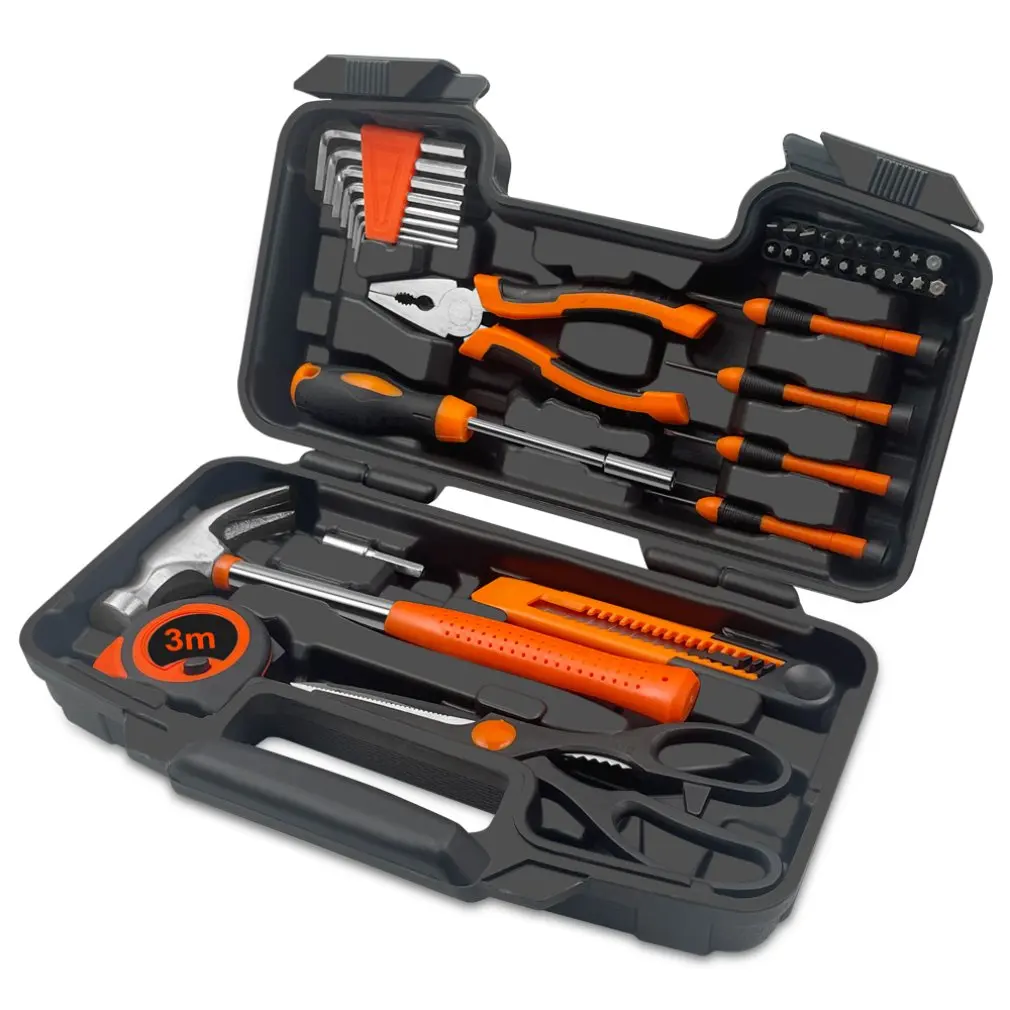 39 Piece Tool Set-General Household Hand Tool Kit, Auto Repair Tool Set, with Plastic Toolbox Storage Case