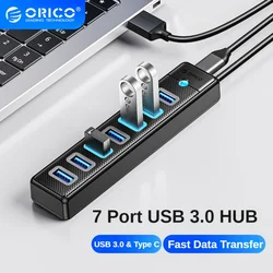 ORICO USB 3.0 HUB 5Gbps Dock Station 7 Ports USB A Type C HUB High Speed Splitter OTG Adapter For PC Accessories Huiwei Xiaomi