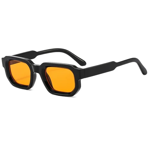 Imagen 2 del producto LAURINNY, gafas de sol cuadradas Retro de tendencia para mujer, diseño de marca, marco gris claro, lentes amarillos, gafas de sol para hombre, gafas UV para mujer