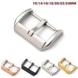 Watch Band Metal Buckle 10 14 16 18 20 22 24mm Strap Solid Square Button Silver Black Gold Stainless Steel Matte Polished Clasp