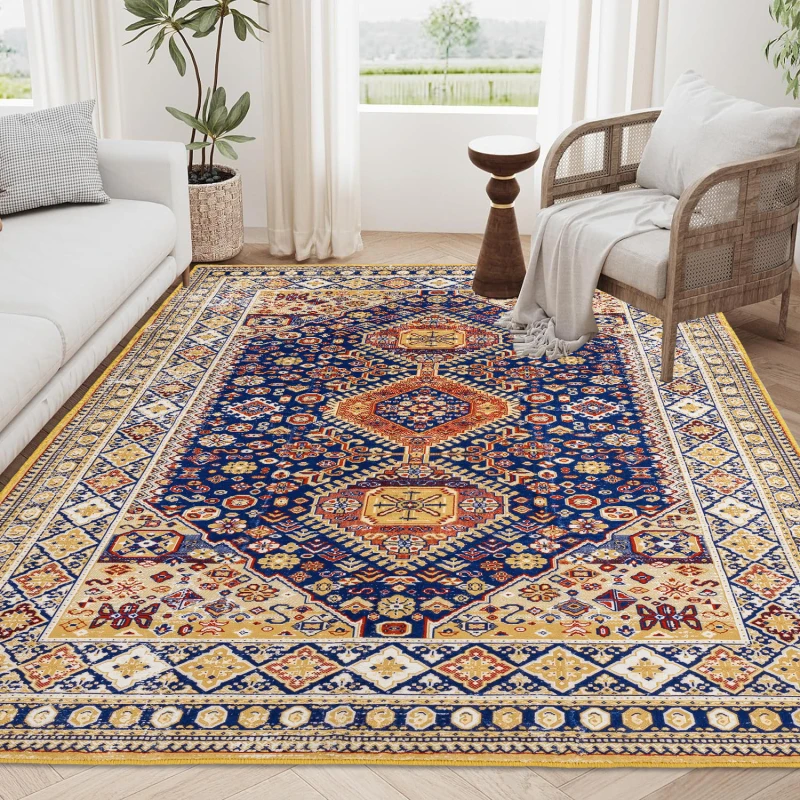 

Area Rug 8x10 Vintage Bohemia Large Persian Non-slip Washable Rug For Living Room Kitchen Bedroom Living Room Abstract Geometric