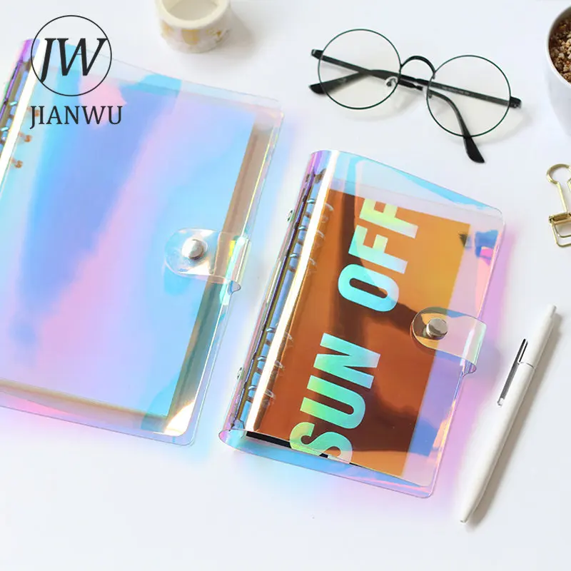 JIANWU 2018 NEW A5 A6 PVC Creative Laser Binder Loose Notebook Diary Loose Leaf Note Book Planner Office Supplies