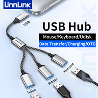 Unnlink USB Hub Extensions 3 Ports USB Splitter 1 to 3 or 2 Fast Data Transmission OTG Adapter for Computer PC Laptop