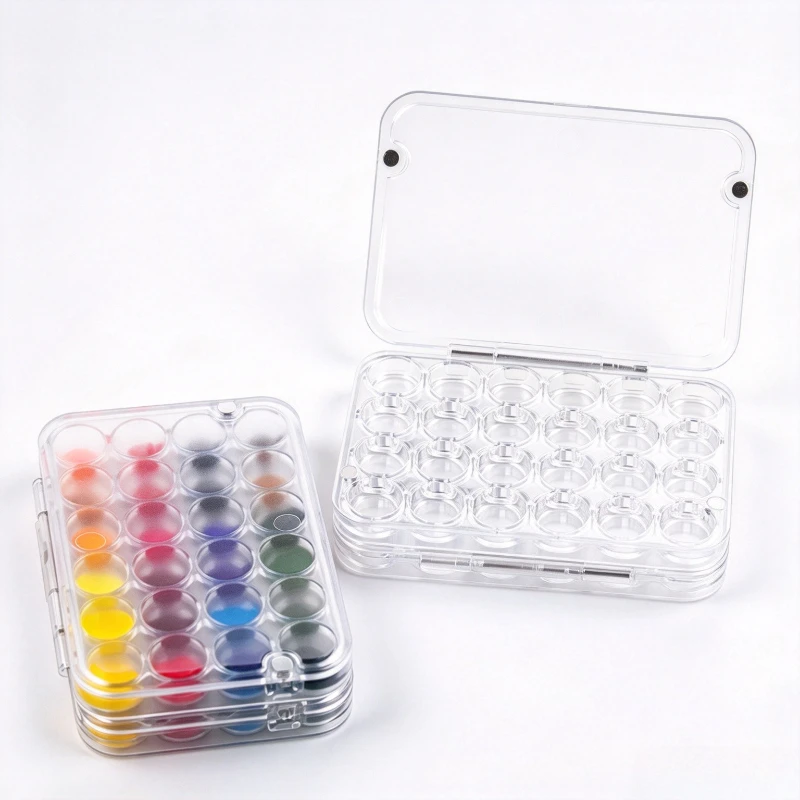Portable 24 Grids Watercolor Paint Storage Box Magnetic Moisturizing Palette Painting Pigment Subpackage Art Supplies