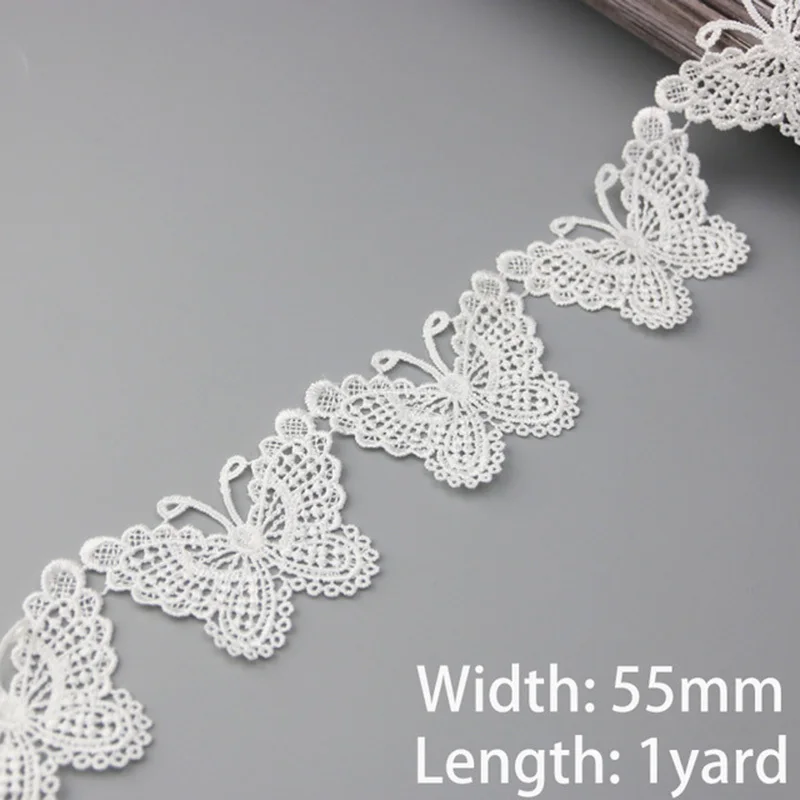 (1 yards/lot) White Flower Handmade Lace Jewelry Patchwork Material Lace Ribbon DIY Wewing Garment Accessories Butterfly Pattern