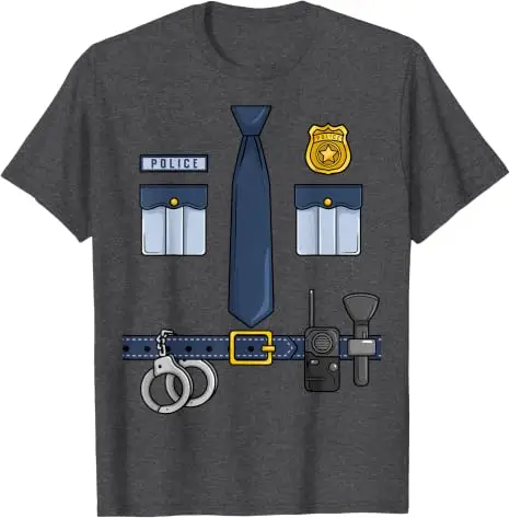 Halloween Polizist Partykostüm Halloween Polizeibeamter Cosplay T-Shirt Y2k Lustige Jungen Mode Grafik-Bekleidung Herrenkleidung – Detail 14
