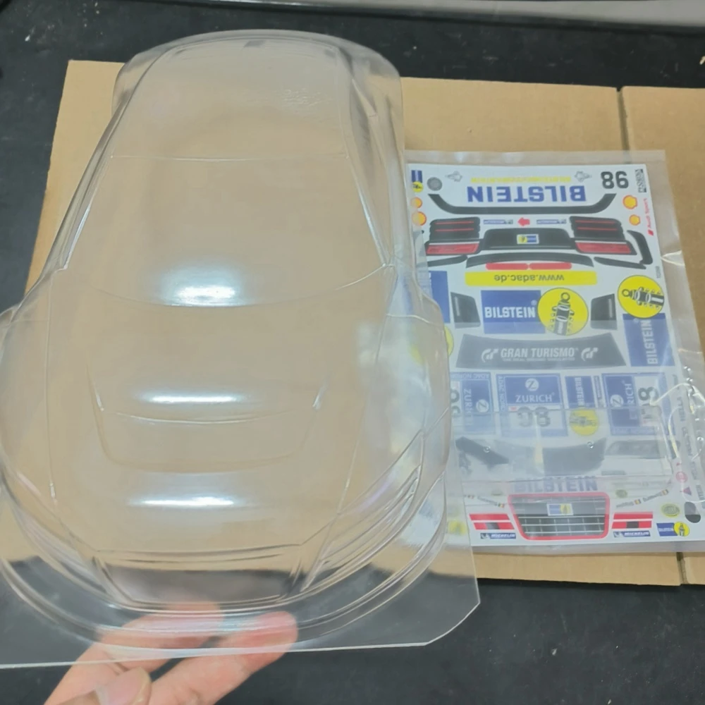 1/10 Aud R8 Clear Body shell w/ Stickers set fit RC Drift Chassis 257mm Wheelbase Tamiya tt01 tt02 Yokomo Kyosho fazer mk2