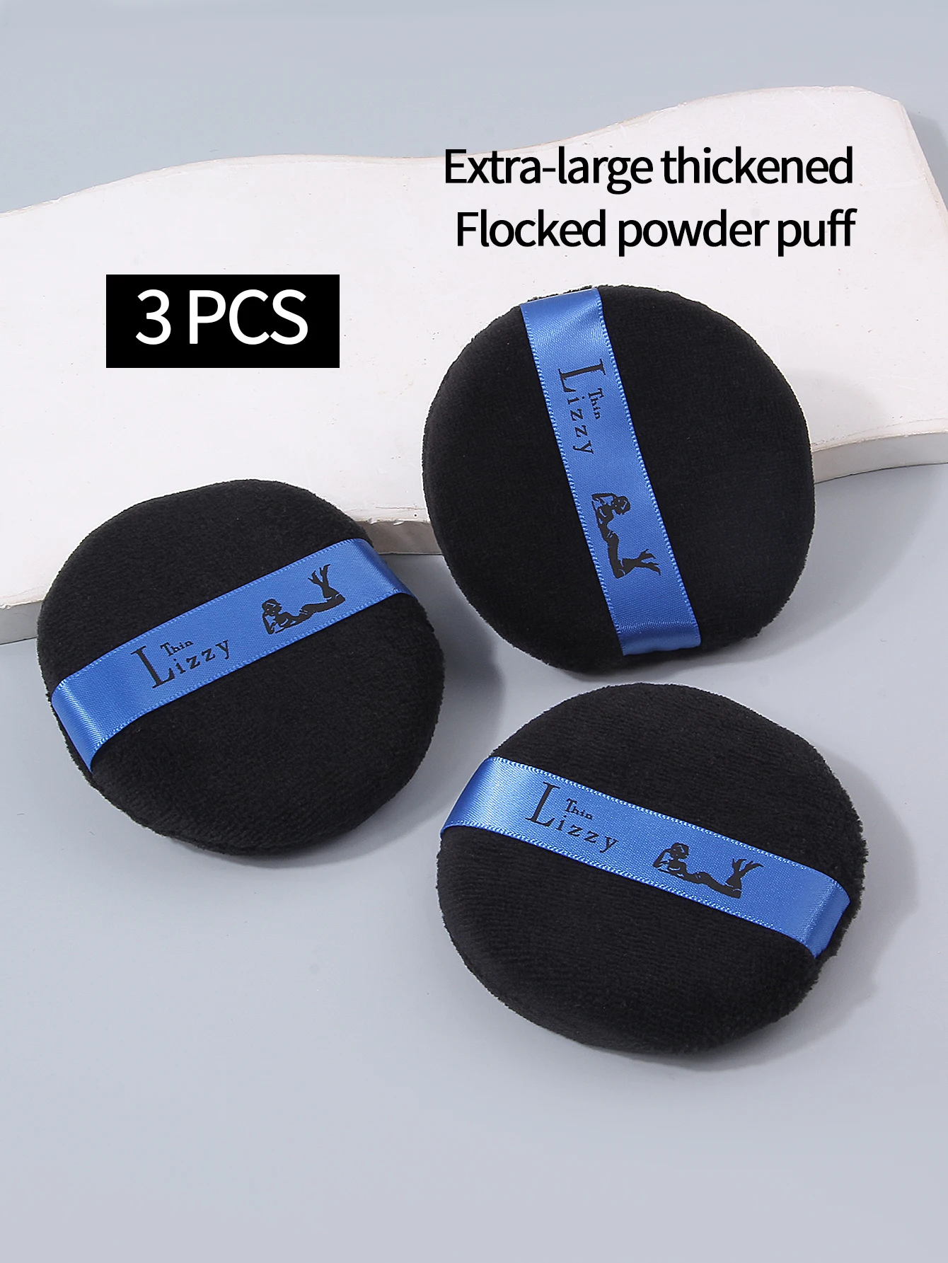 3PCS extra-large thickened sponge powder puff set, soft and fluffy round powder compact, suitable for loose powder/foundation