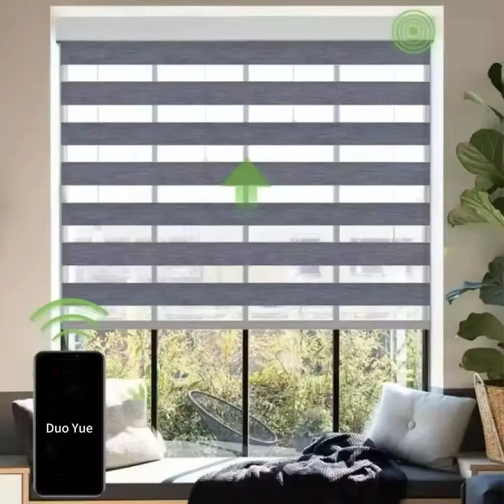 

Высококачественный новый дизайн, водонепроницаемый двухслойный электрический пульт дистанционного управления, Wi-Fi, дневные и ночные рулонные шторы с зеброй для окон