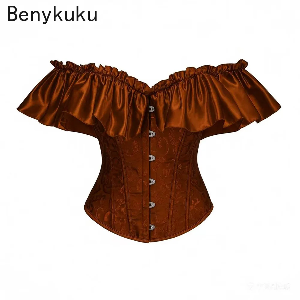 

Атласный кружевной корсет с вышивкой, топы для женщин, винтажный формирователь суда, женские красивые жаккардовые корсеты с завышенной талией, верхняя одежда, бюстье