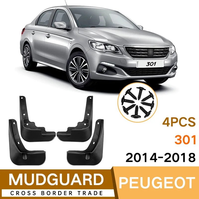 For Peugeot 301 2014-2018 fender leather car accessories 4runner accessories fender flares mud flaps car accessories