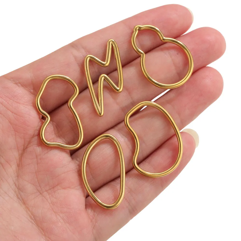 5 Stück Edelstahl-Verbinder mit geschlossenem Ring für Schmuckherstellung, unregelmäßig geformte Verbinder, Schmuckzubehör, handgefertigte Accessoires – Detail 1
