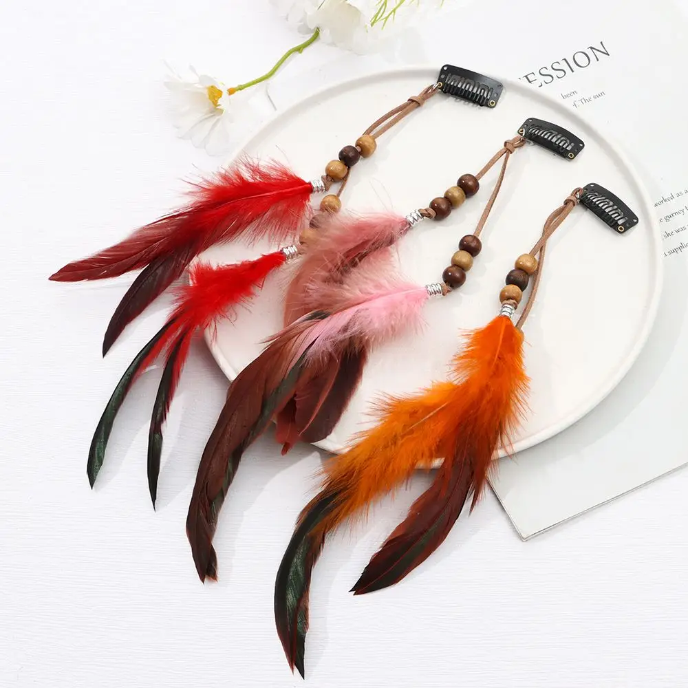 Fashion Comb Headdress Handmade Feather Hair Rope Indian Hippie Headpieces Novelty Hairclips Headband Headwear