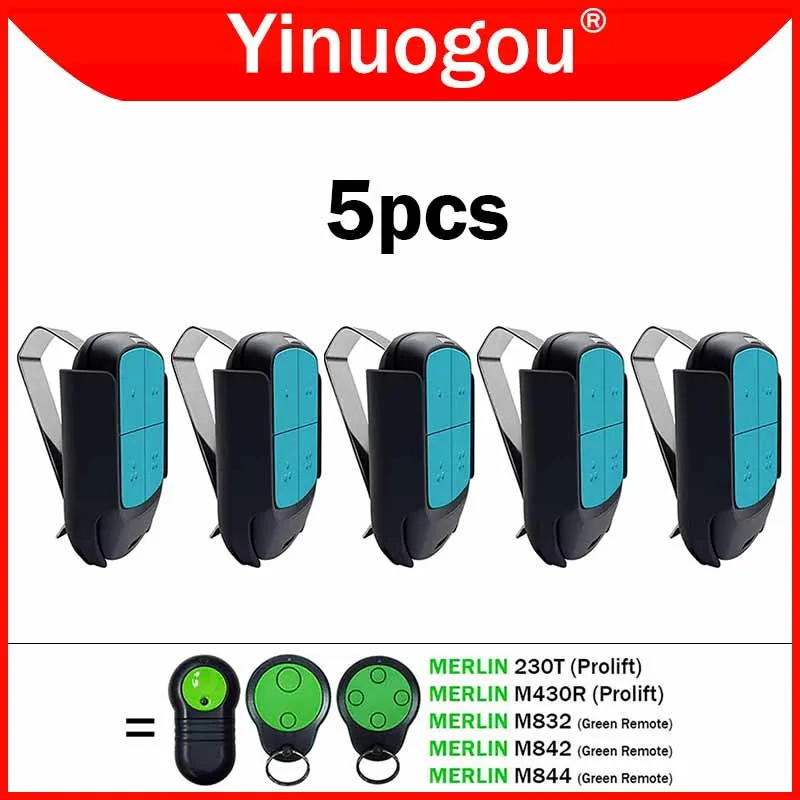 5PCS MERLIN M832 M842 M844 230T M430R Prolift Electric Gate Garage Door Remote Control 433.92MHz Rolling Code Programming Opener