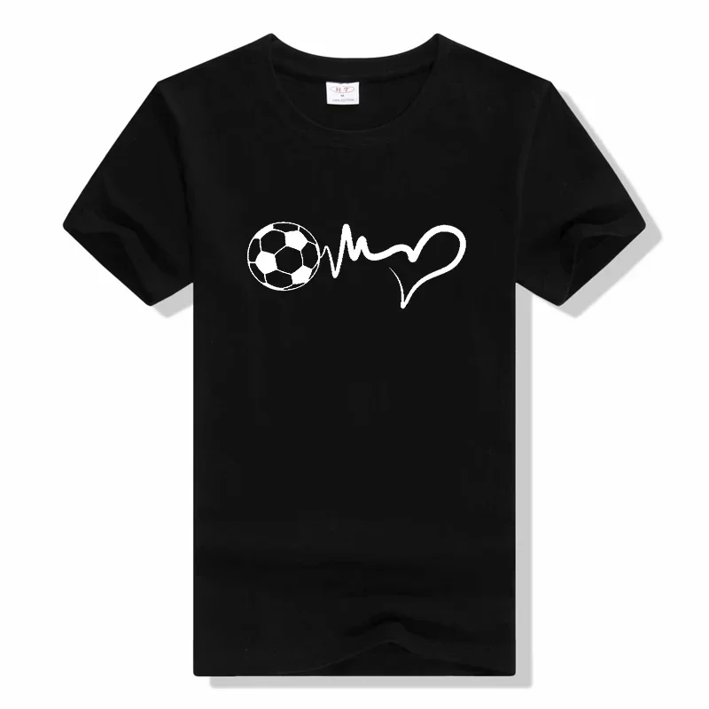 fashion Sports Soccer Ball Heartbeat t shirt outdoor casual print t shirt Round neck Short sleeved t Shirt