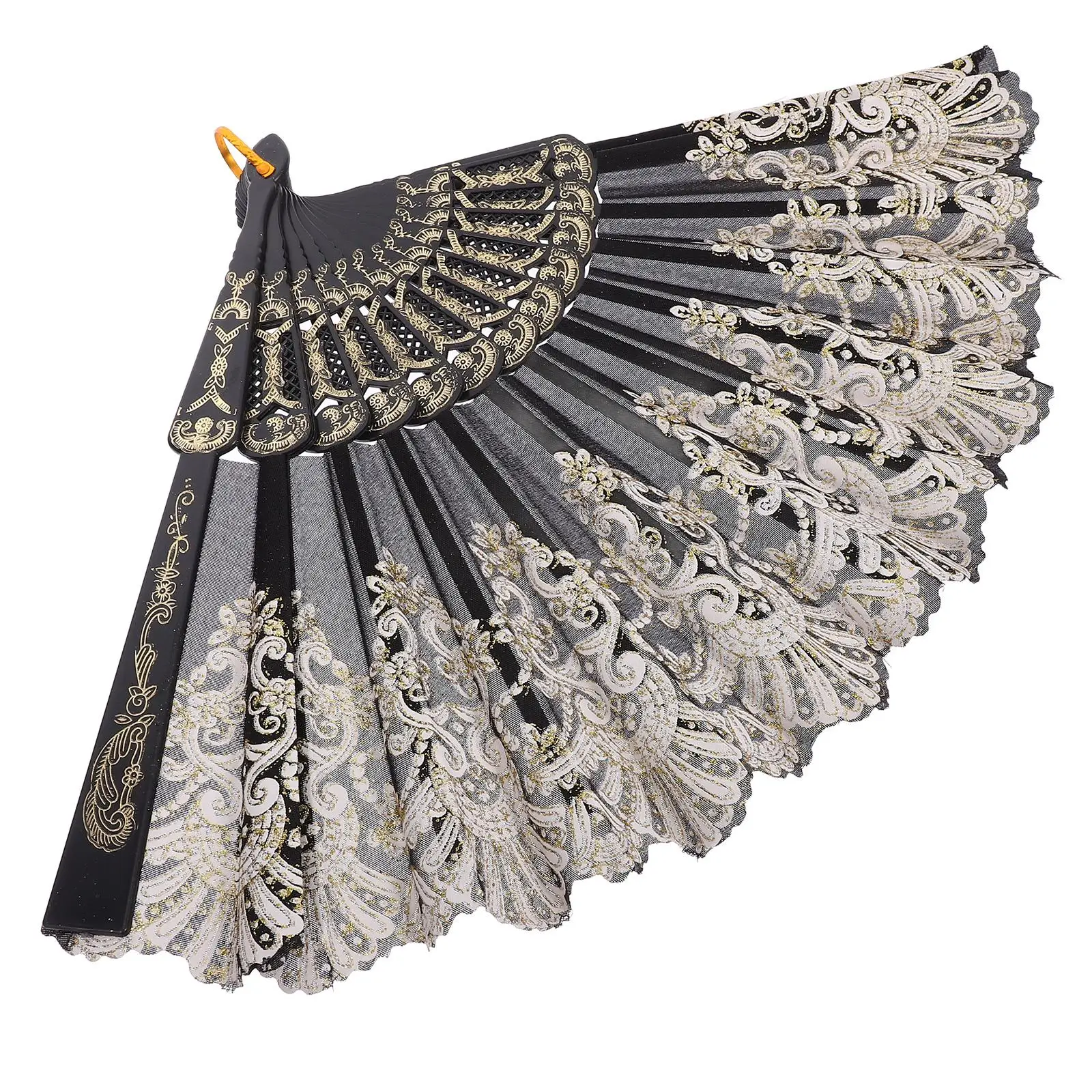 

Printing Folding Fan Solid Style Party Hand Held Fans Chinese Big Foldable Black Handheld Plastic Fan Traditional Fans Single