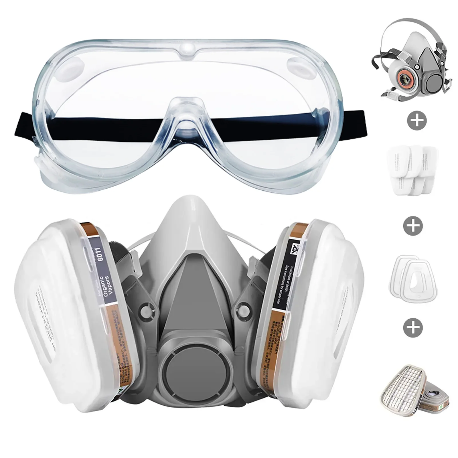 

Reusable Respirator 6200 Half Face Cover Gas Mask with Cotton Filter Work Safety Dust-proof Pesticide Protection