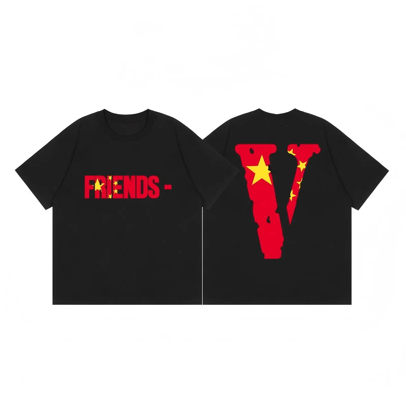 Camiseta gráfica Vlone Friends, camiseta de manga corta con estampado de la bandera de Vietnam, top informal estilo streetwear, regalo para los fans de Vlone, top de verano